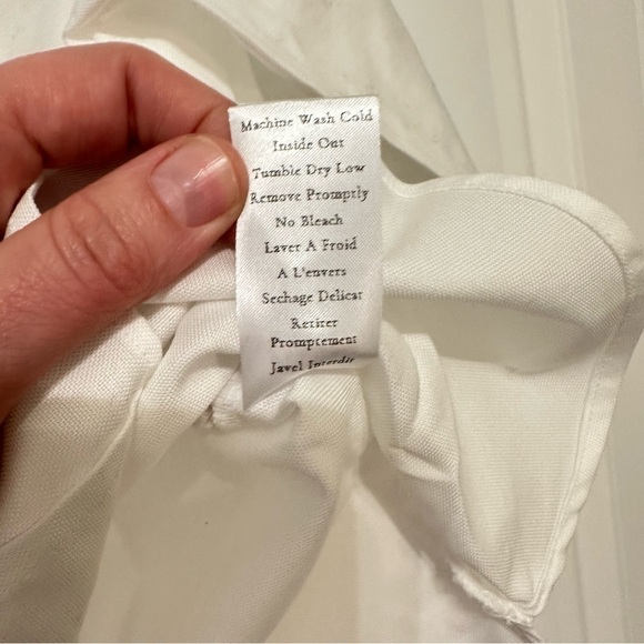 NWT Frank & Eileen Untuckable Stripe Pocket Button-Up Shirt, white, size M - Picture 10 of 11
